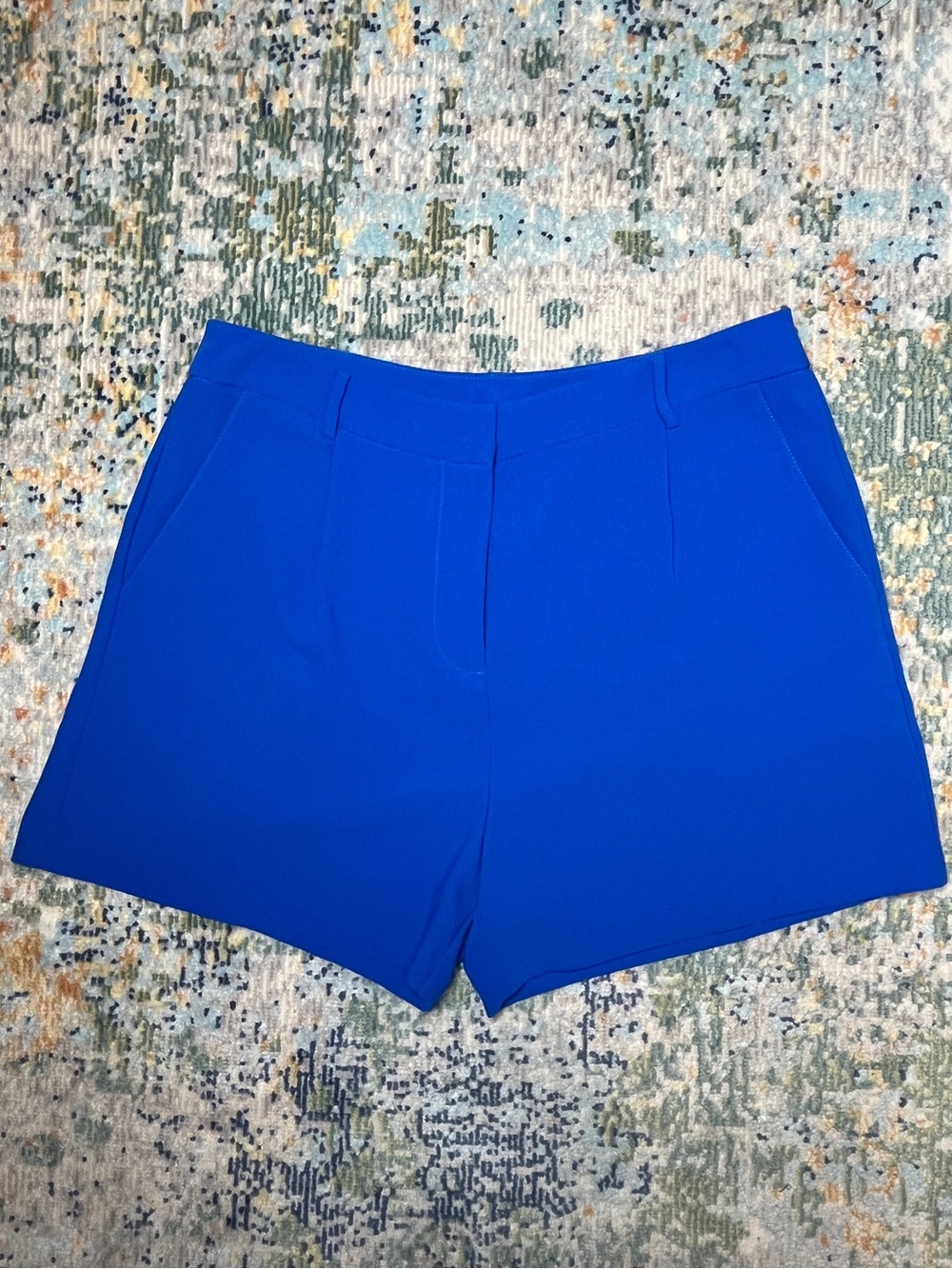Amanda Uprichard Cobalt Blue Tailored High-Rise Shorts Preppy Summer Vacation